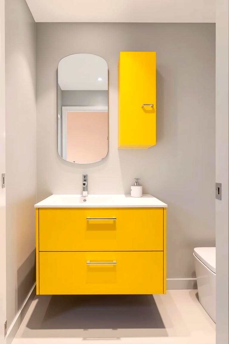 Pair Yellow with Gray for a Modern Look - 24 Yellow Bathroom Ideas