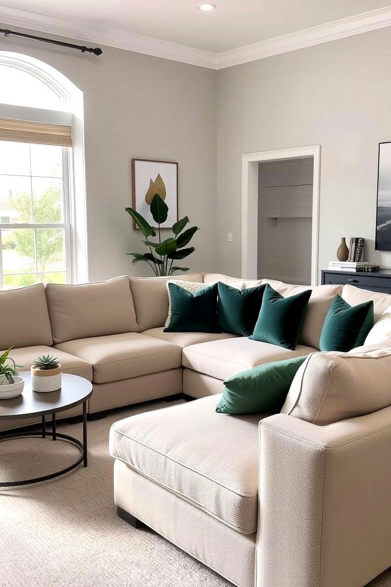 Pairing Forest Green with Neutral Tones - 24 Forest Green Living Room Ideas