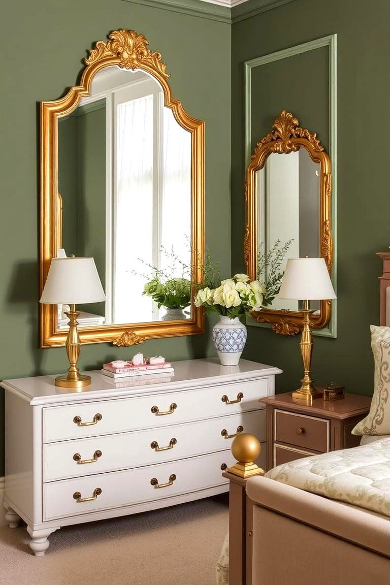 Pairing Sage Green with Gold Accents - 24 Sage Green Bedroom Ideas