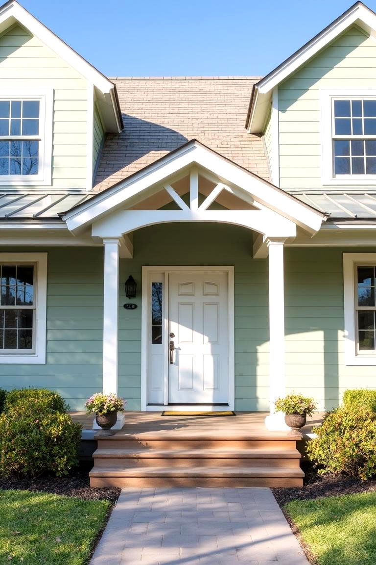 Pale Green with Shiplap Siding - 24 Farmhouse Green Exterior Home Ideas