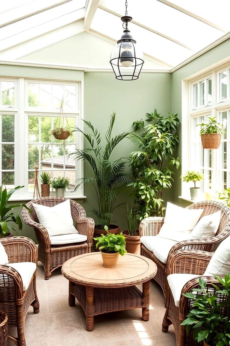 Pale Olive Green Conservatory - 24 Pastel Room Ideas