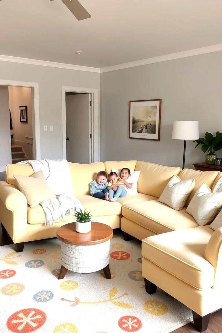 Pale Yellow Sectional for Family Comfort - 24 Yellow Couch Living Room Ideas