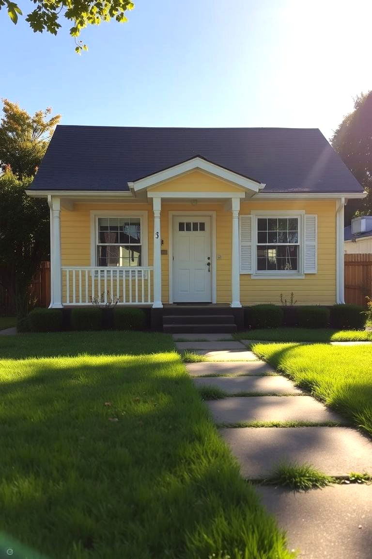 Pale Yellow for a Cheerful Appearance - 24 Exterior House Color Schemes With Sage Green Siding