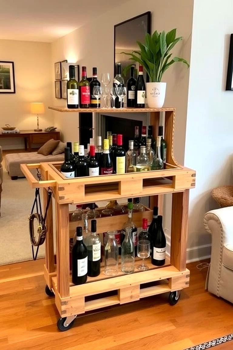 Pallet Bar Cart for Home Entertaining - 24 Pallet Furniture Ideas