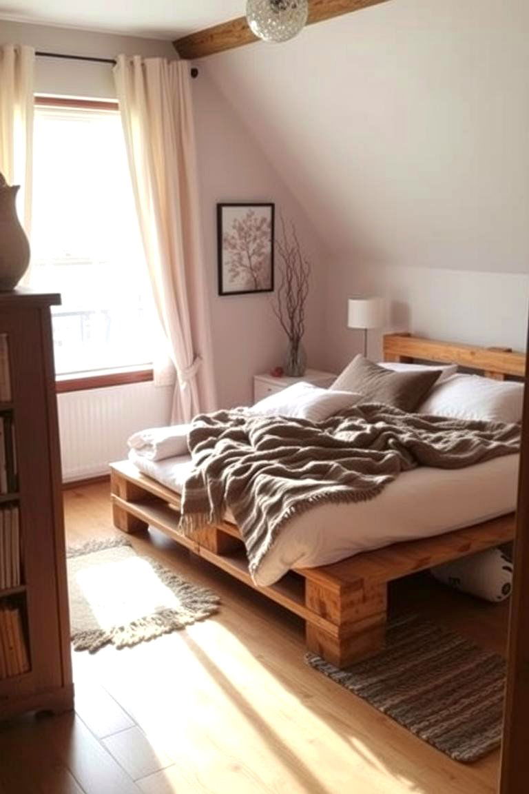 Pallet Bed Frame for a Rustic Bedroom Look - 24 Pallet Furniture Ideas