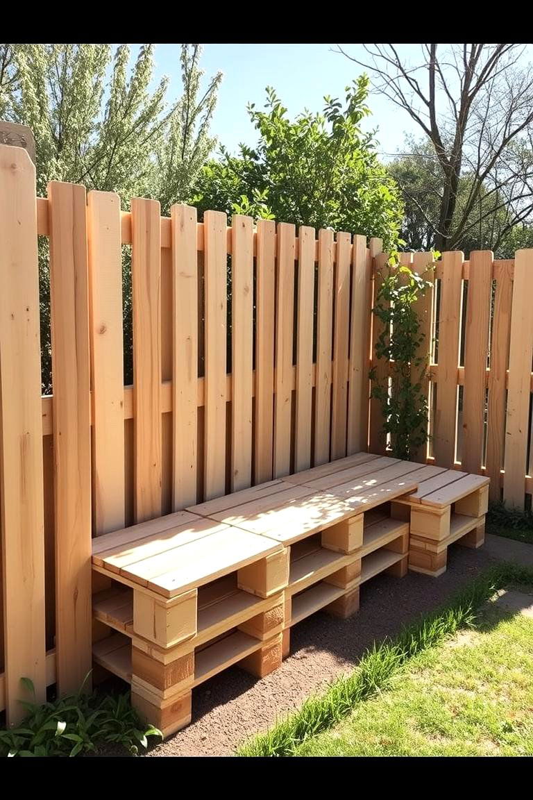 Pallet Bench Integrated Fence - 24 Pallet Fence Ideas