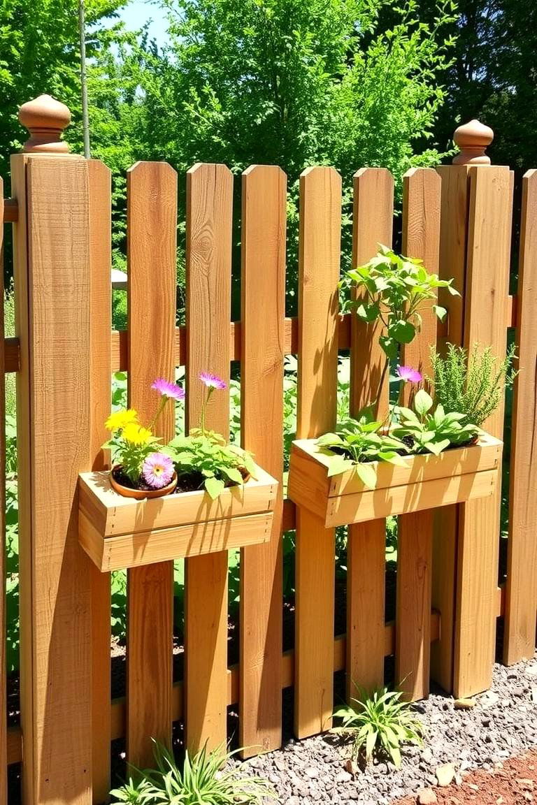 Pallet Fence with Built in Planters - 24 Pallet Fence Ideas