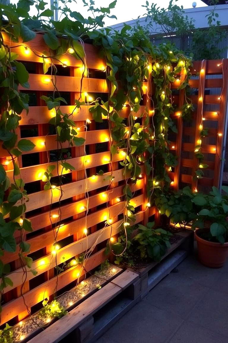Pallet Garden Lighting Feature - 24 Pallet Garden Ideas