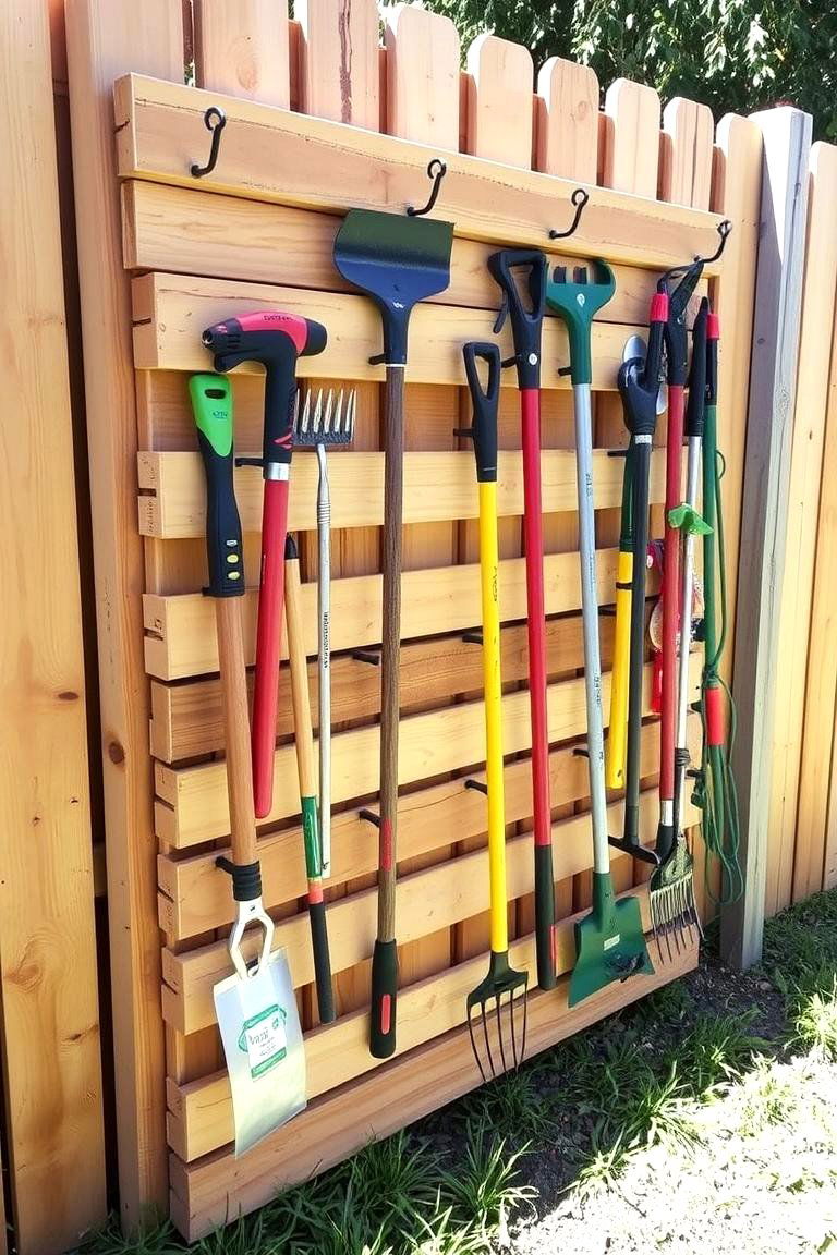 Pallet Tool Storage Fence - 24 Pallet Fence Ideas