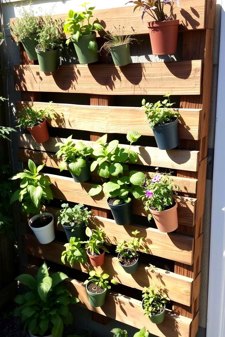 Pallet Wood Planter Wall - 24 Patio Small Garden Ideas