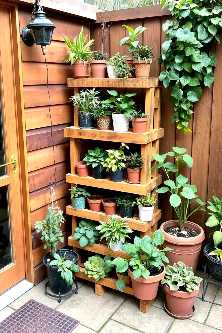Pallet Wood Stand - 24 Outdoor Plant Stand Ideas