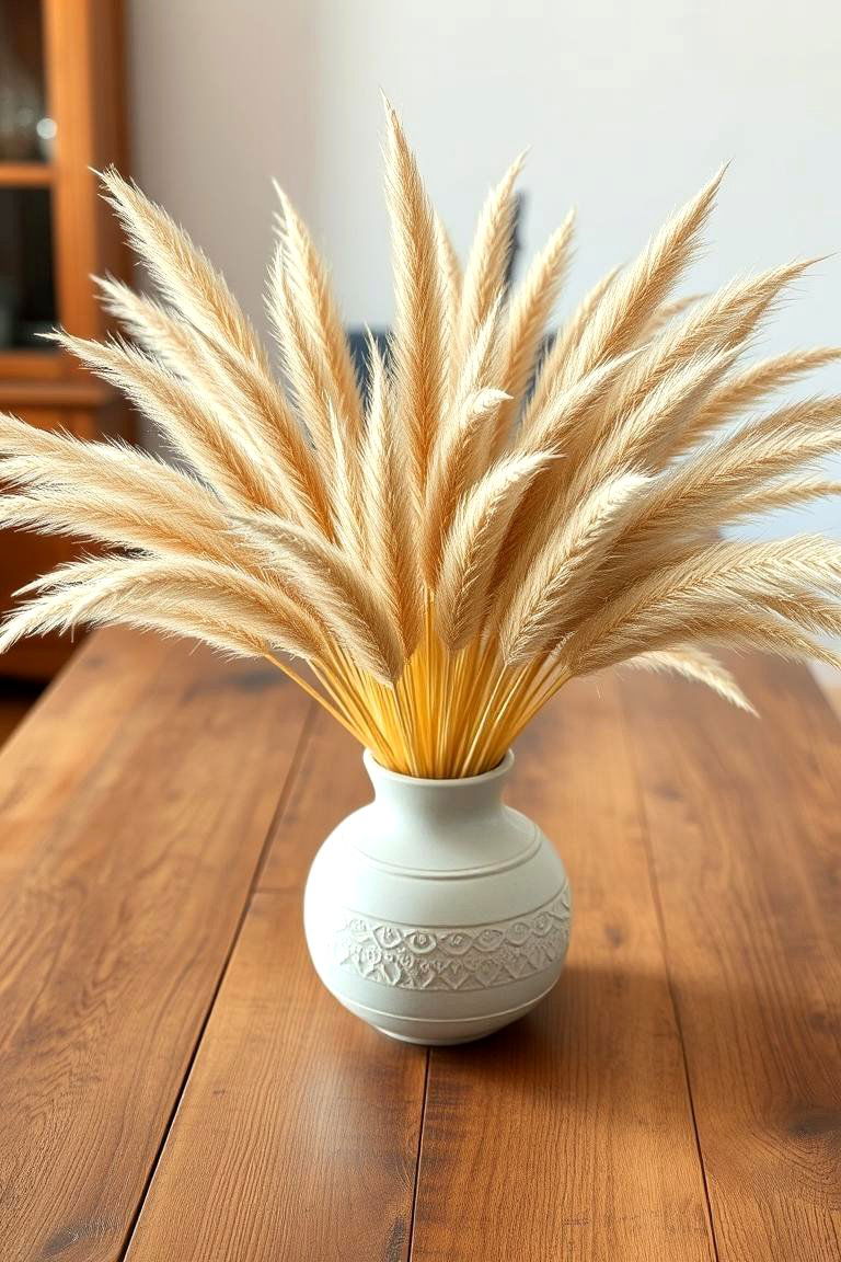 Pampas Grass Centerpiece on Dining Tables - 24 Pampas Grass Decor Ideas