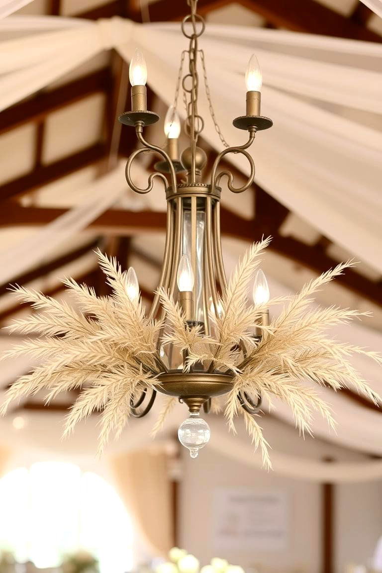 Pampas Grass Chandelier Accents - 24 Pampas Grass Wedding Decor Ideas