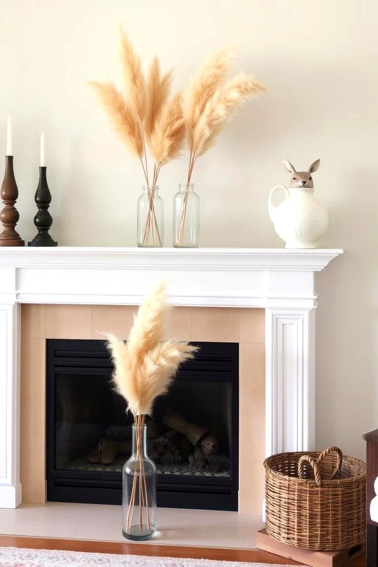 Pampas Grass in Fireplace Mantels - 24 Pampas Grass Decor Ideas