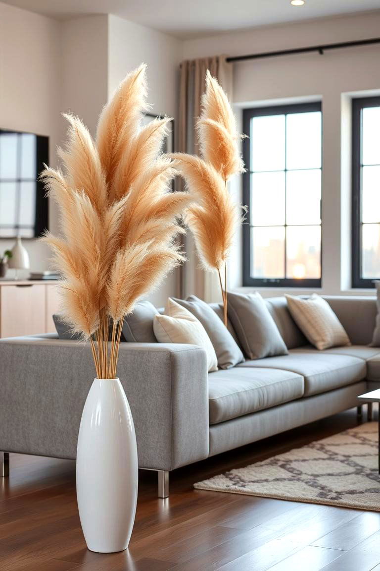Pampas Grass in Tall Floor Vases - 24 Pampas Grass Decor Ideas
