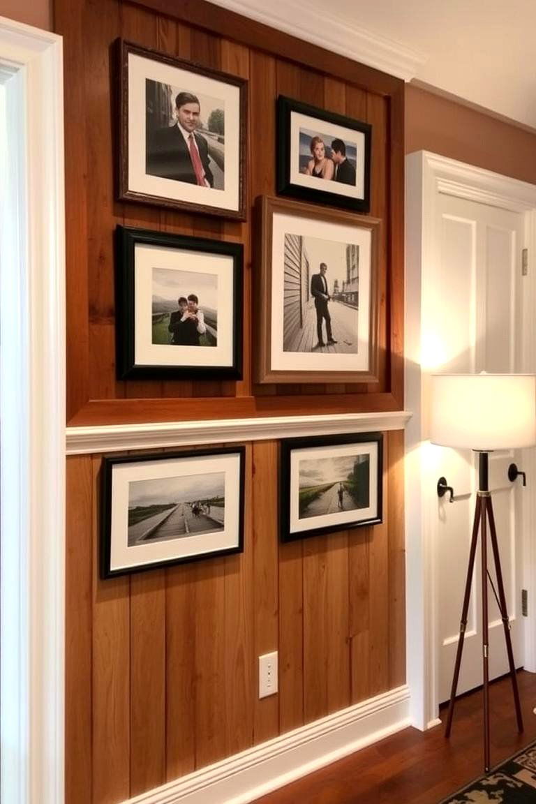 Paneled Half Wall with Artwork Frames - 24 Half Wall Paneling Ideas