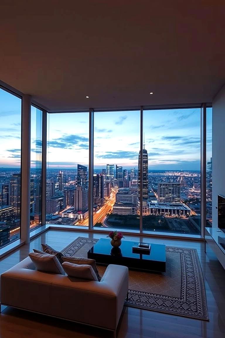 Panoramic City View Integration - 24 Luxury Living Room Ideas