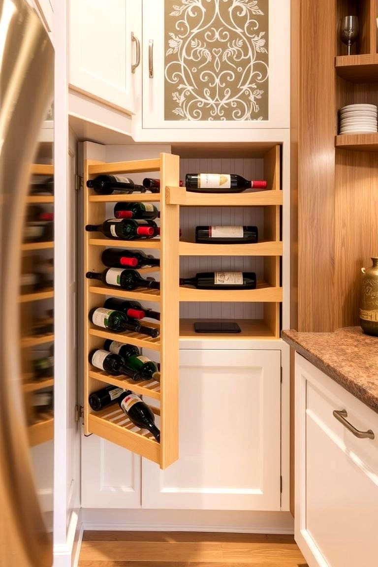 Pantry with Pull Out Wine Rack - 24 Corner Pantry Ideas