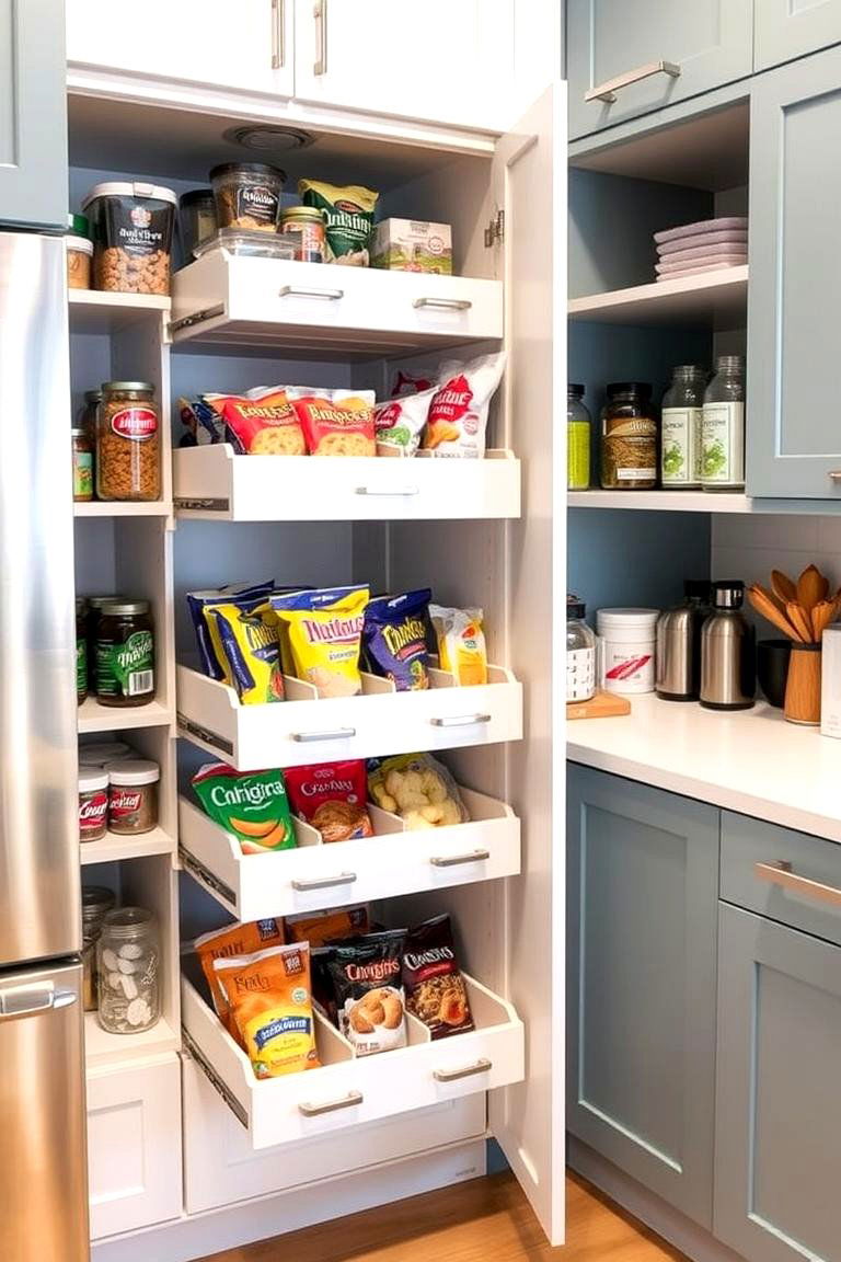 Pantry with Slide Out Bins - 24 Corner Pantry Ideas