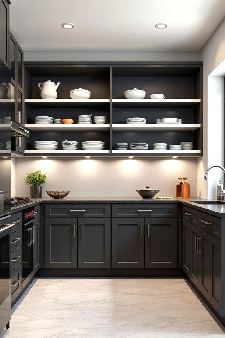 Parallel Kitchen with Open Shelving - 24 Parallel Modular Kitchen Design Ideas
