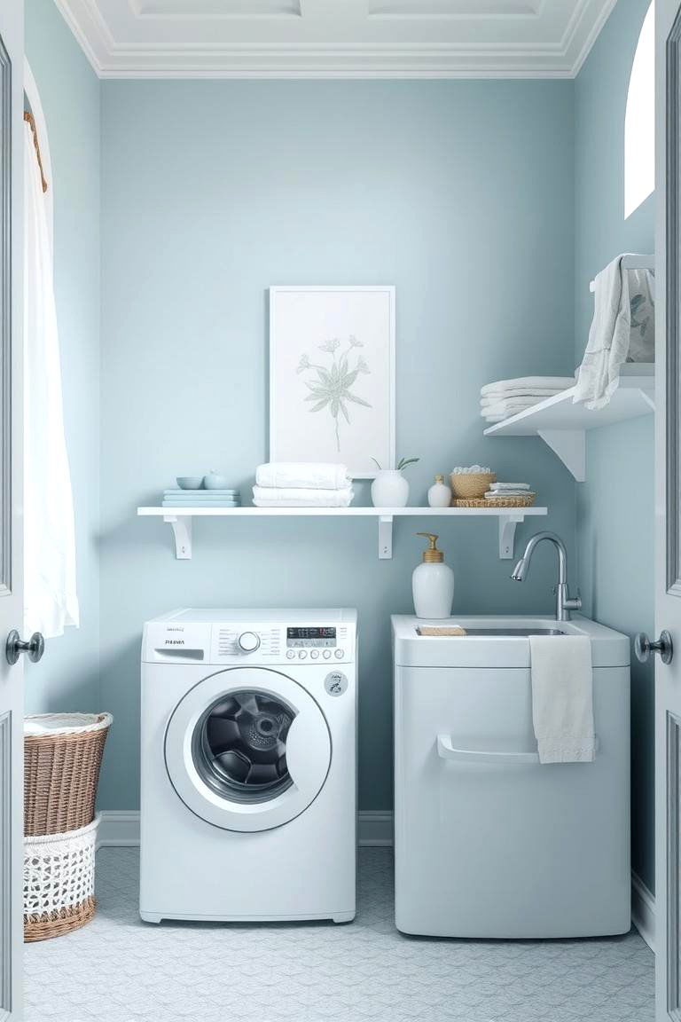 Pastel Blue Serenity - 24 Blue Laundry Room Ideas