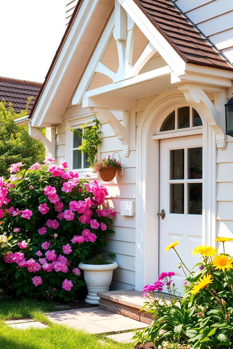 Pastel Painted Cottage with Trim Details - 24 Cottagecore House Exterior Ideas