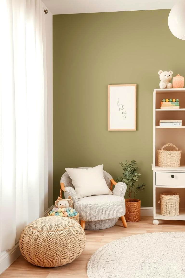 Pastel Pairing with Olive - 24 Olive Green Accent Wall Ideas