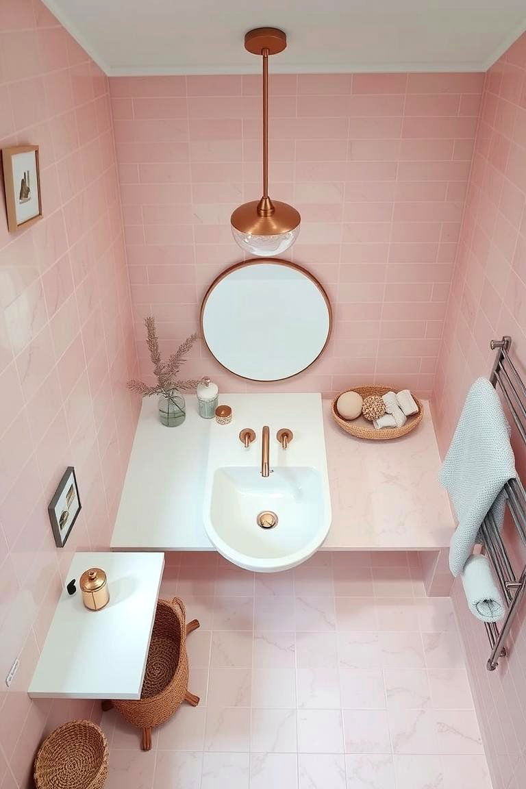 Pastel Pink Accent - 24 Pink Tile Bathroom Ideas