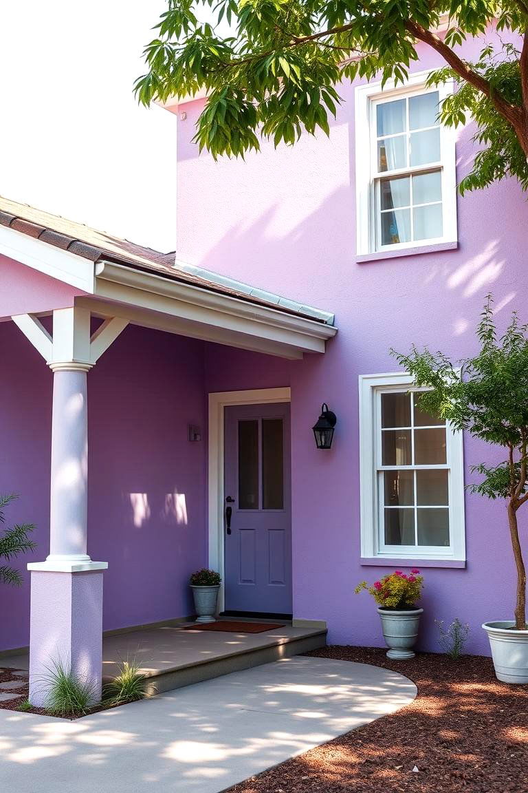 Pastel Purple Exterior Walls - 24 Purple House Exterior Ideas