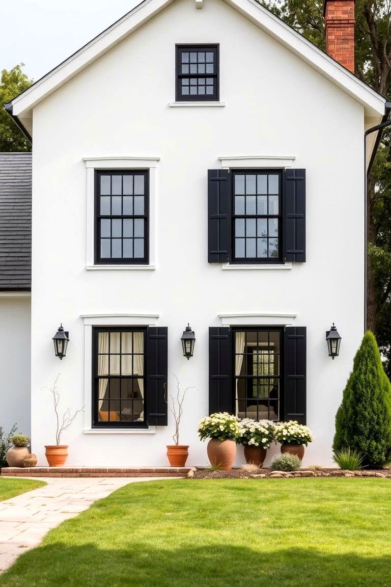 Pastoral Serenity - 24 White Farmhouse With Black Windows Ideas
