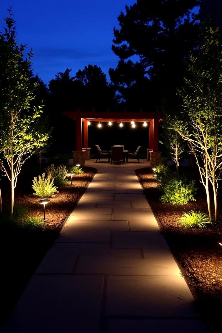Pathway Lights to Define the Perimeter - 24 Pergola Lighting Ideas