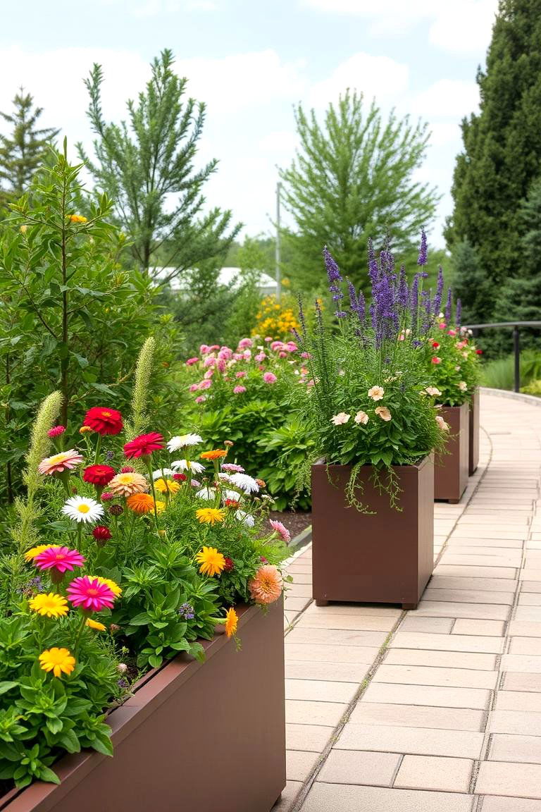 Pathway with Integrated Planters - 24 walkway ideas