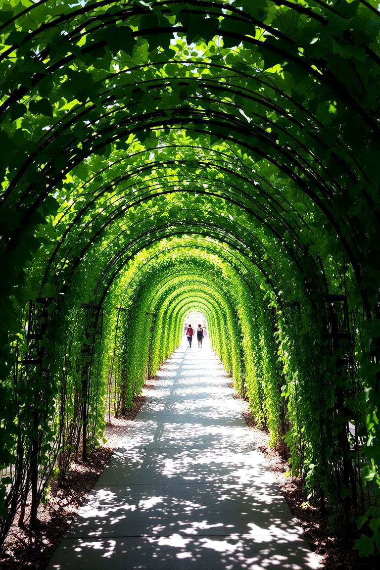 Pathways Framed by Arches of Vines - 24 Natural Walkway Ideas