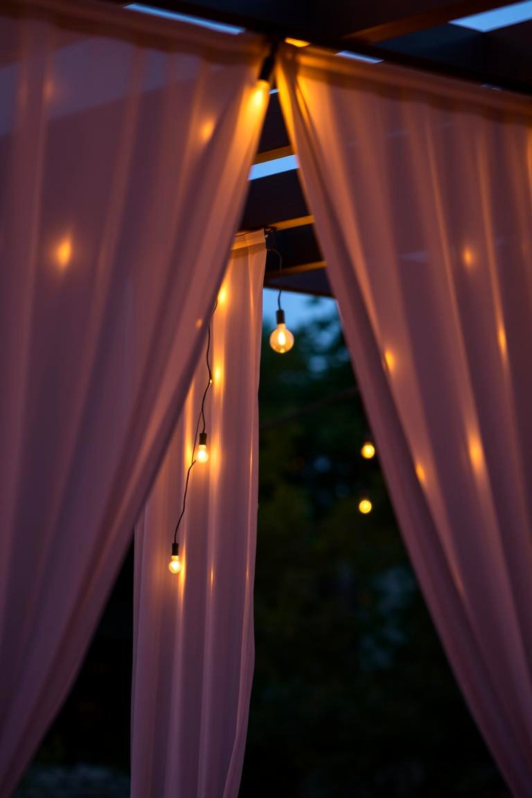 Patio Privacy with Outdoor Curtains and Lighting - 24 Patio Privacy Ideas