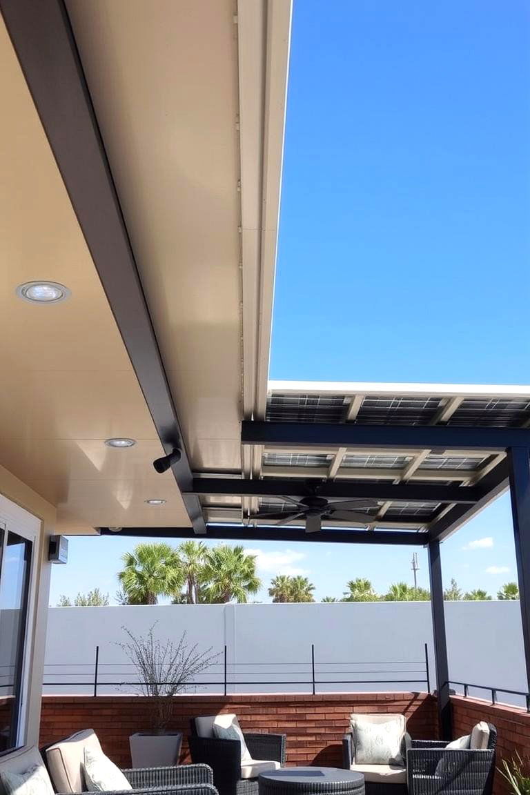 Patio with Solar Panels - 24 Covered Patio Ideas