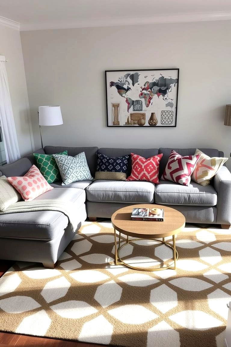 Pattern Play - 24 Grey Couch Living Room Ideas