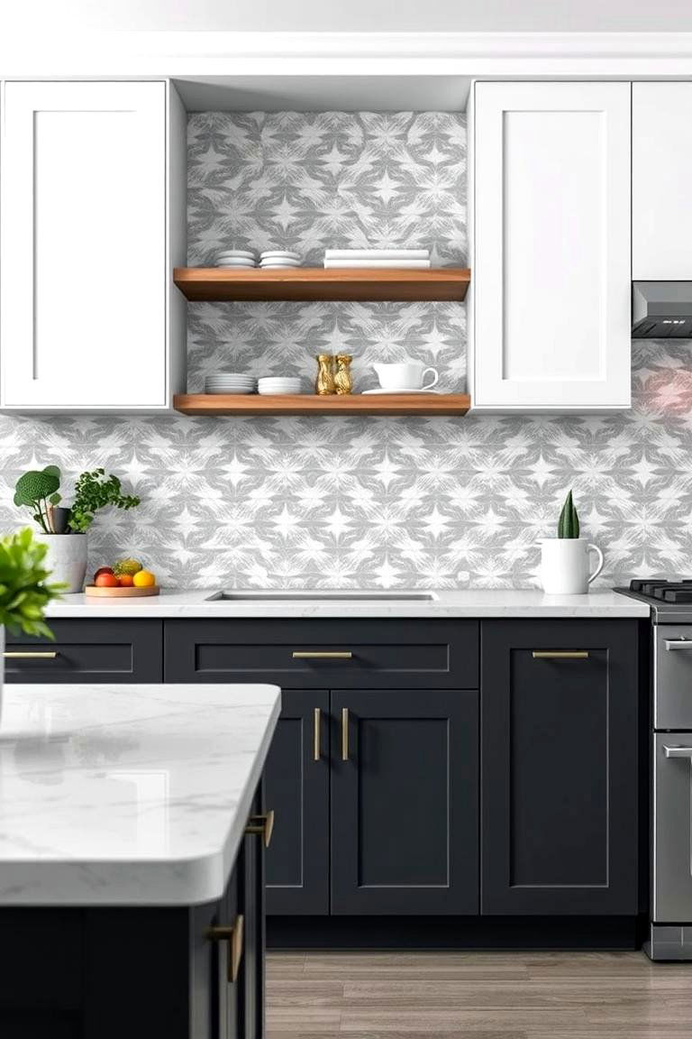 Patterned Backsplash - 24 Grey and White Kitchen Ideas