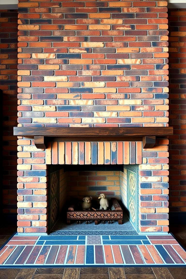 Patterned Brick Fireplace - 24 Brick Fireplace Ideas