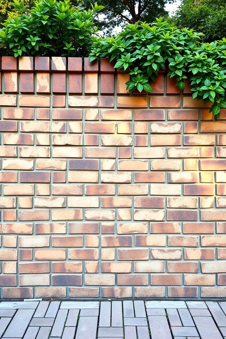 Patterned Brick Mosaic Fence - 24 Front Yard Brick Fence Ideas