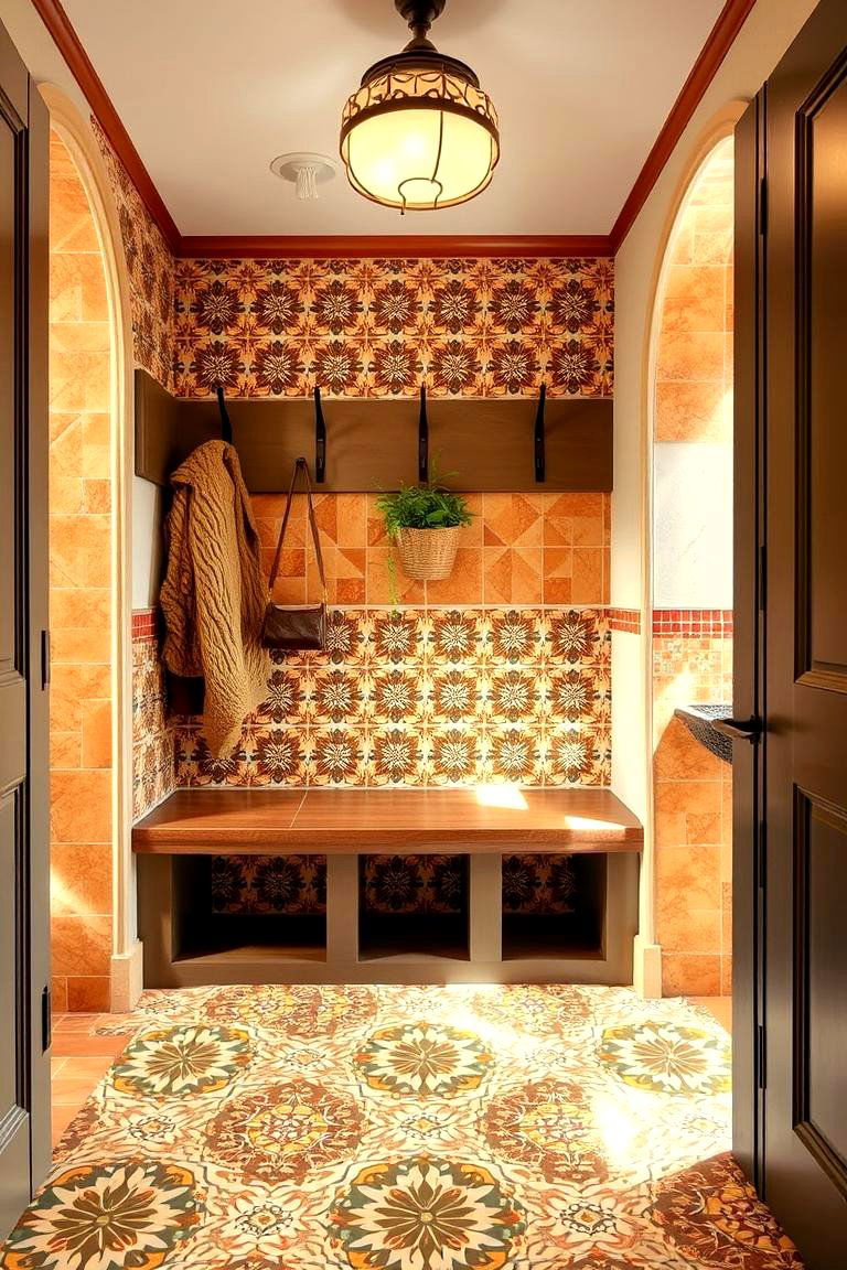 Patterned Cement Tiles for a Mediterranean Influence - 24 Mudroom Tile Floor Ideas