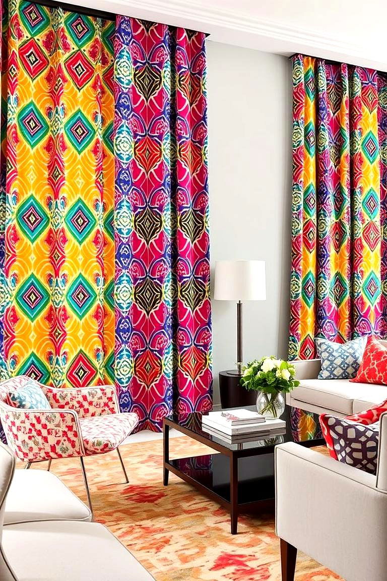 Patterned Curtains to Add Personality - 24 Living Room Curtain Ideas