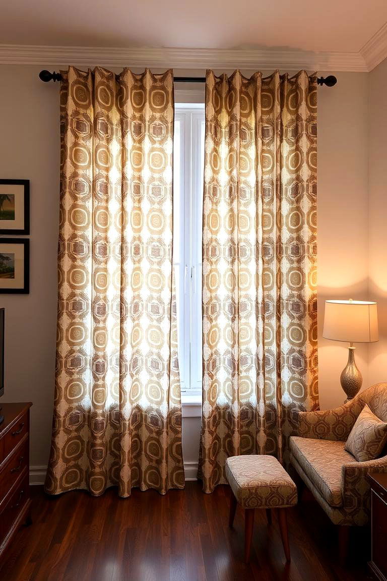 Patterned Curtains - 24 70s Living Room Ideas