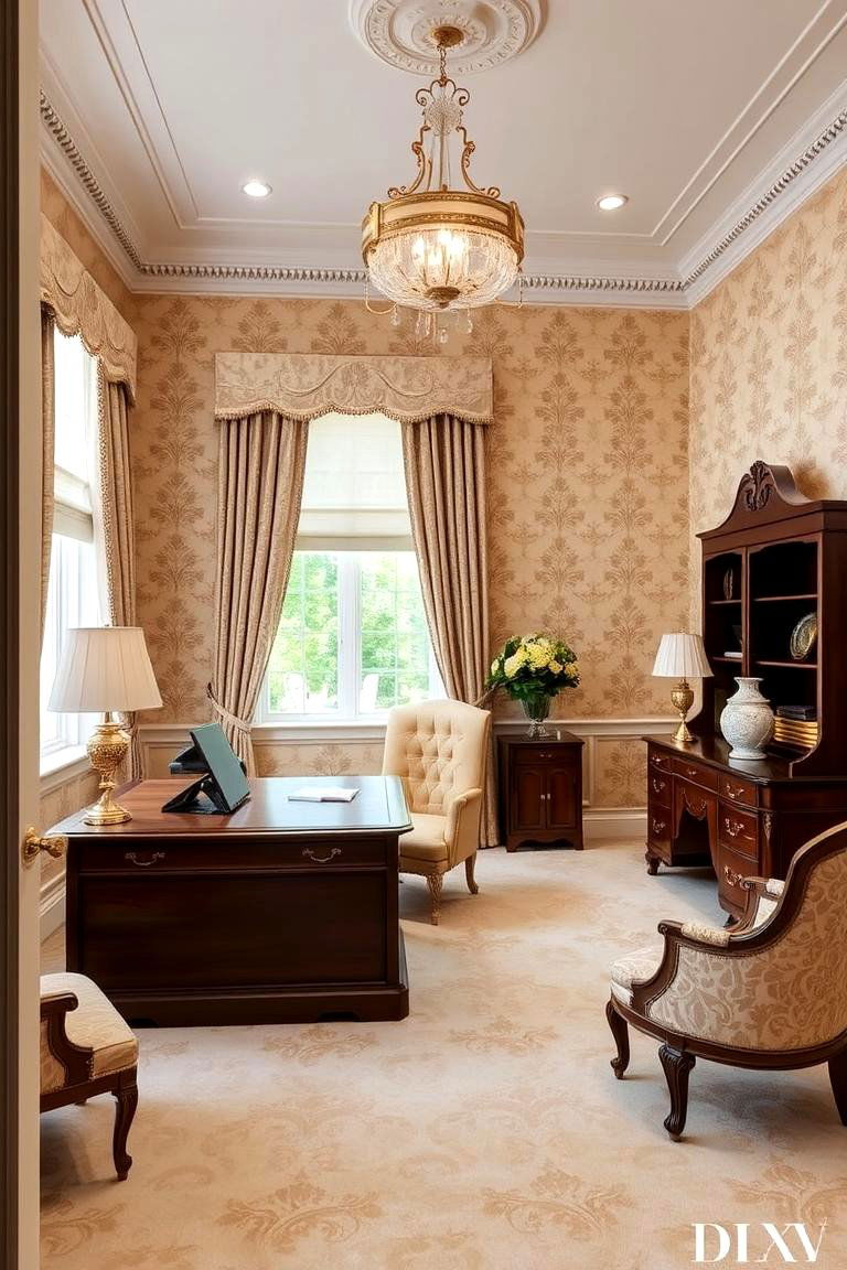 Patterned Damask Wallpaper - 24 Office Wallpaper Ideas