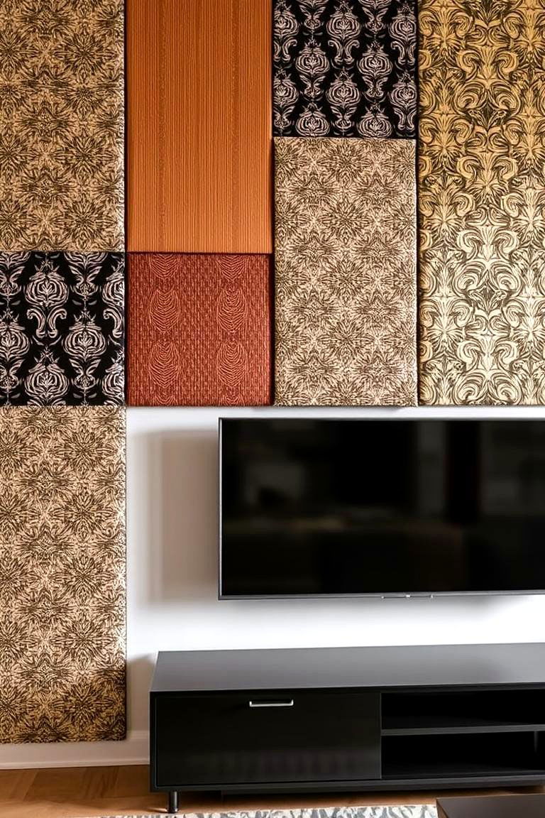 Patterned Fabric Panels - 24 Tv Accent Wall Ideas