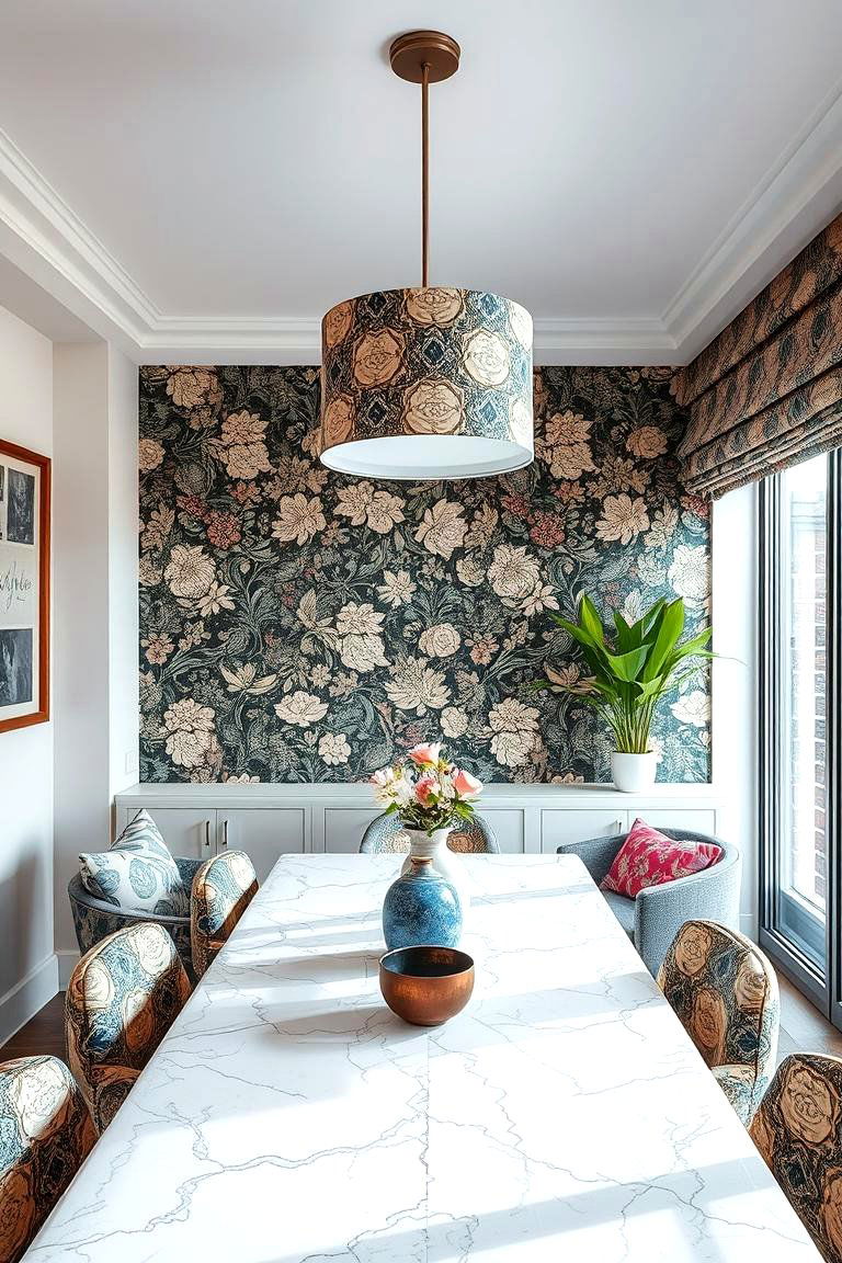Patterned Fabric Shades - 24 Dining Room Window Treatments