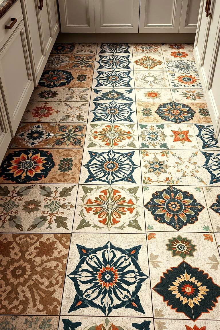 Patterned Floor Tiles for Drama - 24 Maximalist Kitchen Decor Ideas