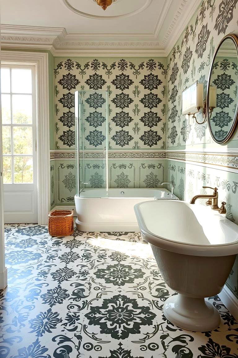 Patterned Flooring for a Rich History - 24 Victorian Bathroom Ideas