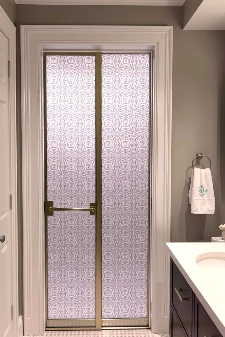 Patterned Frosted Glass Pocket Door - 24 Bathroom Pocket Door Ideas