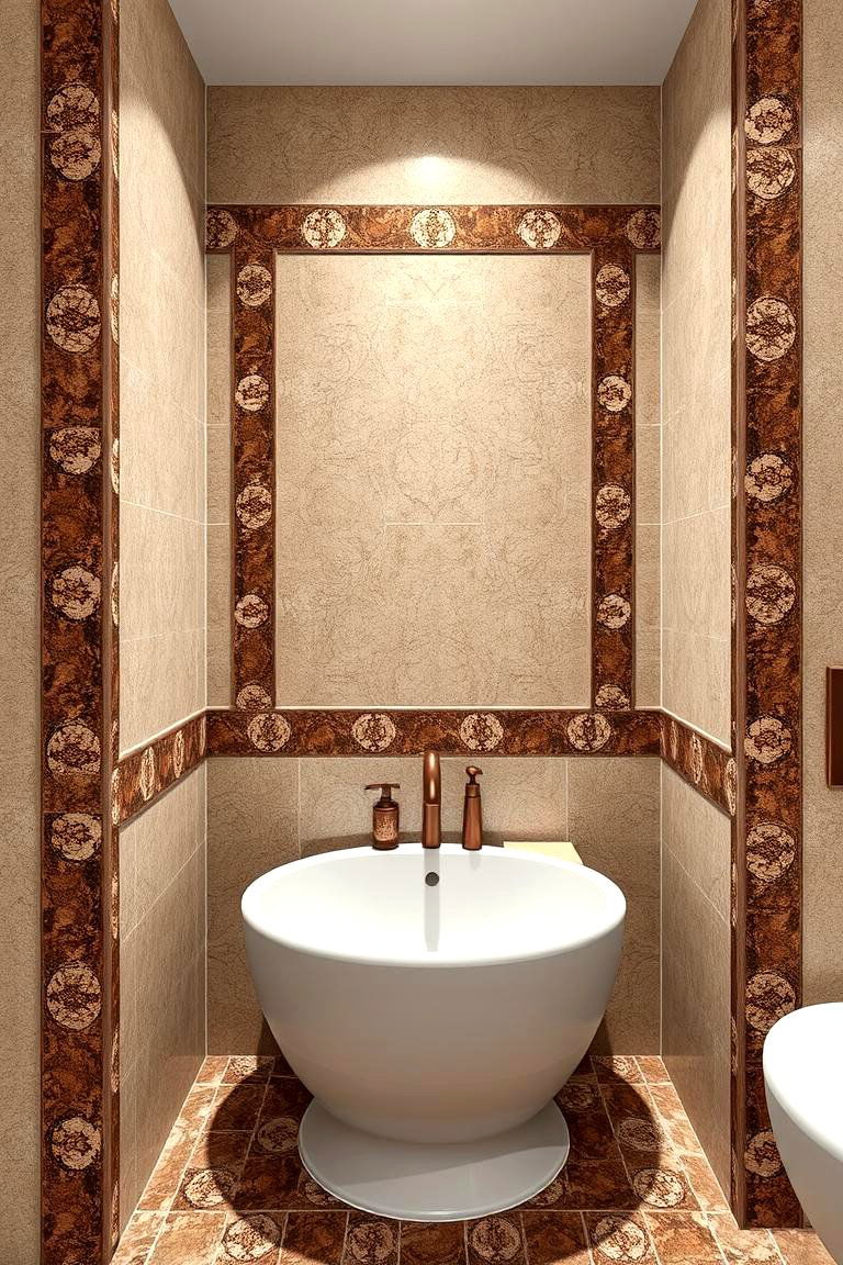 Patterned Granite Borders - 24 Brown Granite Bathroom Ideas