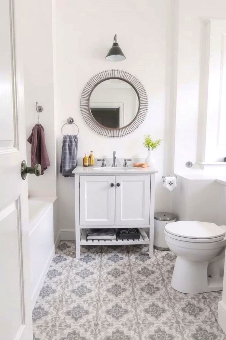 Patterned Gray Tiles for a Statement Floor - 24 Gray Floor Bathroom Ideas